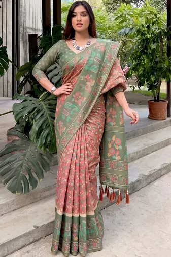 multicolor floral pure cotton saree