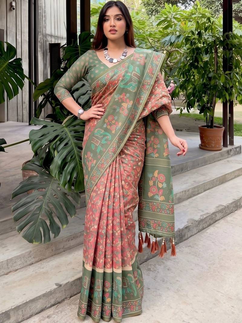 multicolor floral pure cotton saree