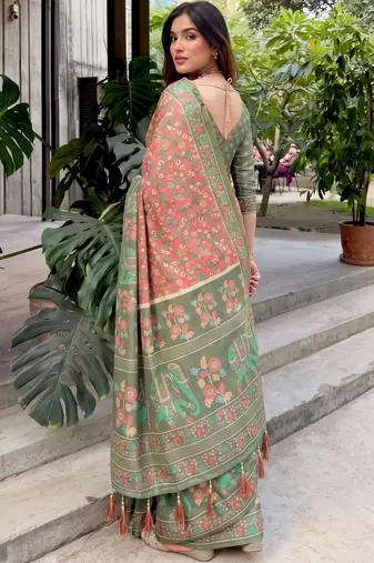 multicolor floral pure cotton saree