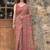 brown floral printed pure cotton saree