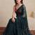 Teal embellished embroidered net designer saree