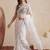 white embellished embroidered net designer saree
