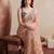 peach embellished embroidered net designer saree