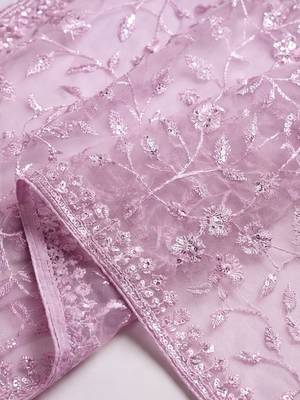 lavender embellished embroidered net designer saree 4