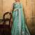 turquoise woven design zari saree