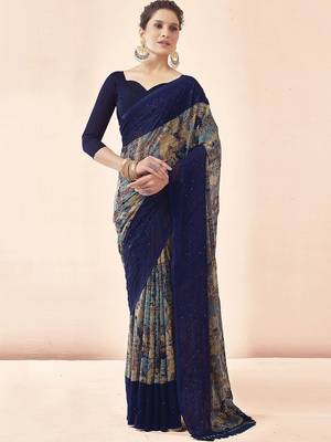 navy_blue navy blue abstract printed sequinned saree 1