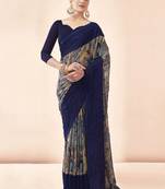 navy_blue navy blue abstract printed sequinned saree