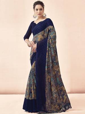 navy_blue navy blue abstract printed sequinned saree 2