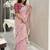 pink floral embroidered silk blend saree
