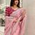 pink floral embroidered silk blend saree