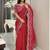 red floral embroidered saree with stitched blouse