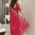red floral embroidered saree with stitched blouse