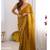 gold checked mirror work pure chiffon saree