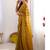 gold checked mirror work pure chiffon saree