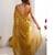 gold checked mirror work pure chiffon saree