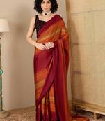 Rust striped ready to wear saree