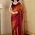 Rust striped ready to wear saree