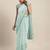 teal teal floral embroidered beads and stones saree