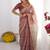 maroon floral printed pure cotton saree with blouse piece