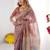 maroon floral printed pure cotton saree with blouse piece