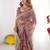maroon floral printed pure cotton saree with blouse piece