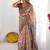 Beige floral printed cotton saree