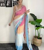 blue ombre embroidered saree