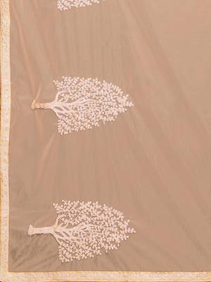 peach peach floral beads and stones saree 4