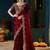 maroon floral embroidered heavy work saree