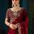 maroon floral embroidered heavy work saree