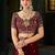 maroon floral embroidered heavy work saree