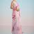 Pink floral sequinned satin saree