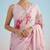 Pink floral sequinned satin saree