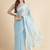 blue blue embellished beads and stones pure chiffon saree