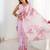 pink floral printed mirror work pure chiffon saree with blouse