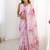 pink floral printed mirror work pure chiffon saree with blouse