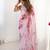 pink floral printed mirror work pure chiffon saree with blouse