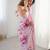 pink floral printed mirror work pure chiffon saree with blouse
