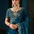 teal floral embroidered heavy work saree