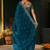 teal floral embroidered heavy work saree