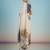 Off white floral mirror work satin designer saree