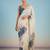 Off white floral mirror work satin designer saree