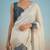 Off white floral mirror work satin designer saree