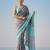 Multicolor floral sequinned satin half and half saree
