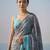 Multicolor floral sequinned satin half and half saree