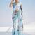 white floral mirror work satin saree