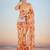 peach floral sequinned satin saree