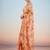 peach floral sequinned satin saree
