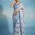 Off white floral sequinned satin saree