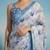 Off white floral sequinned satin saree